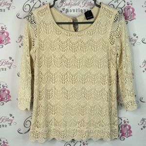 Ella Moss long sleeve Lacie crochet style Cream Lace Blouse
